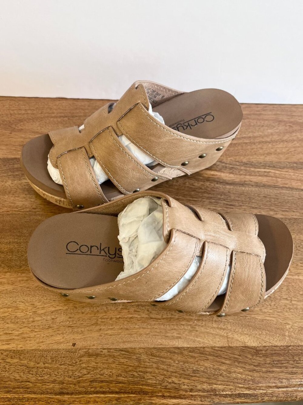 NEW! Corky's "Catch Of The Day" Cork Wedge Sandal Comfort Platform Camel/Tan 6 - Picture 6 of 13
